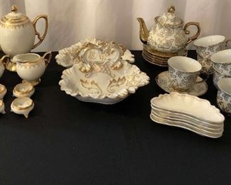 Gold And White Tea Set And Dishware