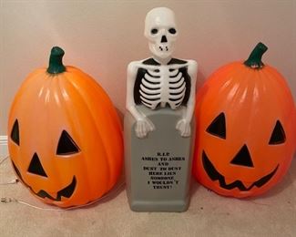 $40, $75, $45 - Halloween Blow molds.  I love the tombstone, someone definitely got the last word