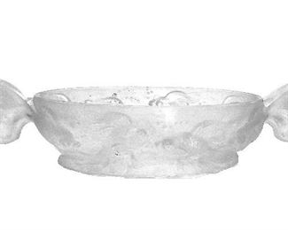 Lalique Style Frosted Crystal Fish Form Center Piece