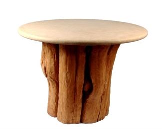 Root Table with Travertine Surface