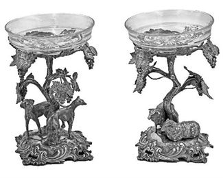 Pair of English 19th C. Silver Plate  Compotes