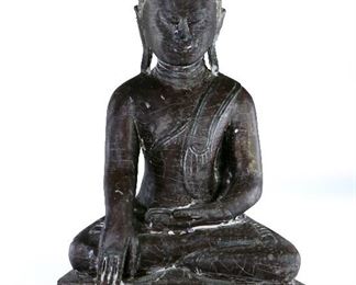 Burmese Lacquered Wood Seated Buddha