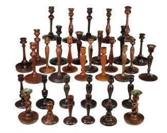 Collection of Wood Candle Holders