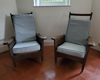 (3) Vintage Morris Chairs -- all need some minor repair but wood is in good condition.