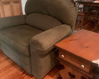 Extra Wide Recliner,  End Table