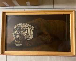 Original art - Tiger by local artist Roger Miller - approximately 24x41 inches