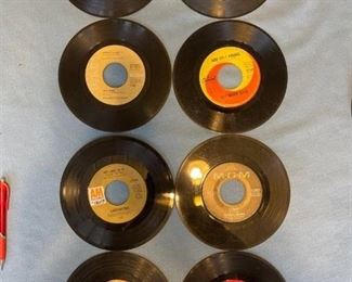 Eight oldies but goodies 45 rpm records featuring Croce, Beach Boys, Carpenters, Hermits and more