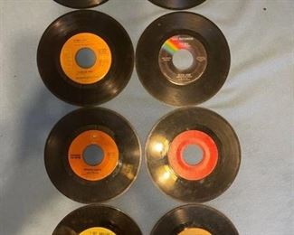 Eight oldies but goodies 45 rpm records featuring Osmonds, Byrds, Beach Boys, Elton John and more