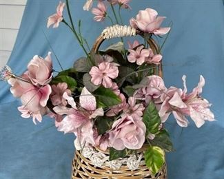 Artificial floral arrangement in unique basket - 21 inches tall