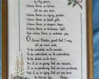 Inspirational cross stitch in gold frame - 11-1/2x16 inches