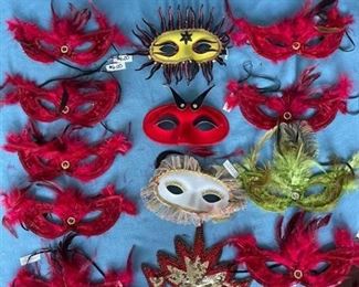 Collection of 13 Marci Gras style masks