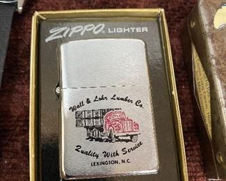 Vintage Zippo Advertising Lighter in Box (Wahl &  Lohr  Lumber Co. Lexington, N.C.)
