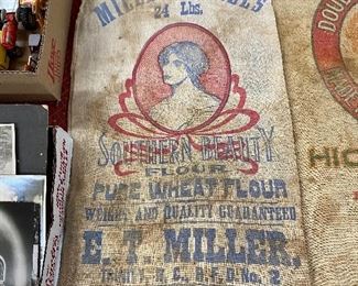 Early Miller's Mills Southern Beauty Flour Sack E.T. Miller Trinity, N.C.