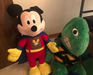 stuffed Mickey Mouse and Ninja turtle