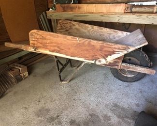 wooden wheelbarrow