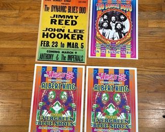 (4pc) WHISKY-A-GO-GO POSTERS | Posters from The Whisky-A-Go-Go on the Sunset Strip, with headliners including The Beach Boys, Jimmy Reed and John Lee Hooker, and Albert King with Evergreen Blue Shoes; largest 22 x 14 in. 