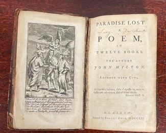 (10vol) FANCY BINDINGS | 18th to 20th century hardcover books, including: "Francis Rabelais The Man and His Work" by Albert Jay Nock and C. R. Wilson, illustrated (pub. Harper & Brothers, 1929); "Paradise Lost A Poem, in Twelve Books" by John Milton, adorned with cuts (pub. Glasgow: Robert Urie, 1752); "Sesame and Lillies" three lectures by John Ruskin (pub. George Allen, 1900); an illustrated "Franklin Edition" of Poe's Poems / The Complete Poetical Works of Edgar Allan Poe with a memoir by J. H. Ingram (pub. Worthington Co., 1887); plus editions of "A Tale of Two Cities," "Animal Farm," "Moscow Art Theatre Plays," "Five Great Dialogues" by Plato, "The Social Contract and Discourses" by Rousseau, and "Resurrection" by Tolstoy 