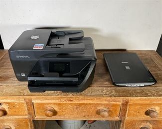 (2pc) PRINTER & SCANNER | Including an HP OfficeJet Pro 6968 (Print, Fax, Scan, Copy, Web) [untested but appearing in nearly unused condition] and a Canon CanoScan LiDE 100 document scanner [untested] 