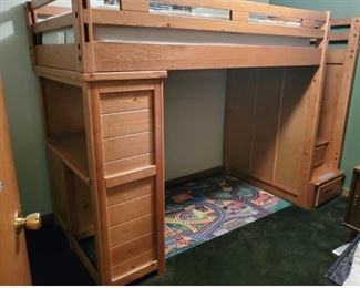 Twin Size Bunk Bed over Desk and drawers on each step 