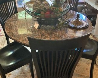 Granite top table & 6 chairs