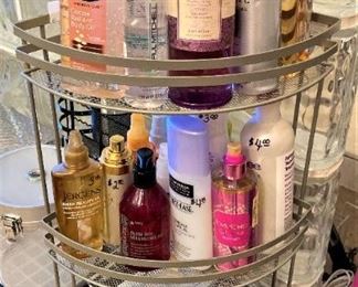 Bathing and hair products; 4-tier shelf