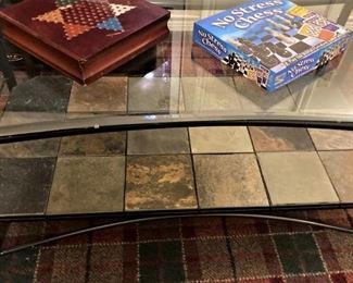 Coordinating 2-tier glass top coffee table