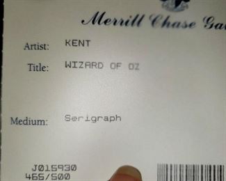 Serigraph,  artist Kent, Wizard of Oz
