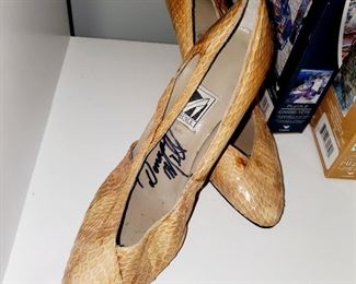 Donna Mills, signed shoes, 