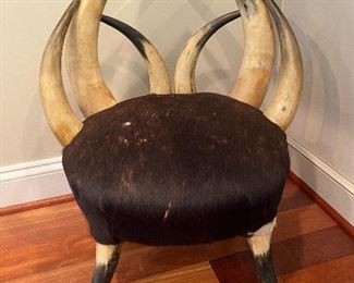 Antique horn and hide chair