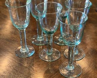 Green glass wine/water stems (two sets of six available)