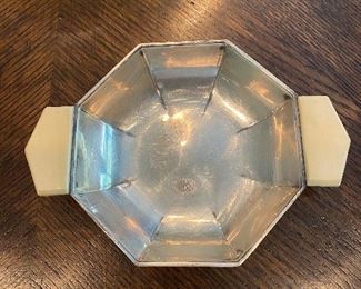 Sterling silver bowl with bone handles (5”)