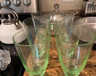 Six hand-blown water glasses
