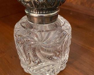 Antique sterling hinged dresser jar
