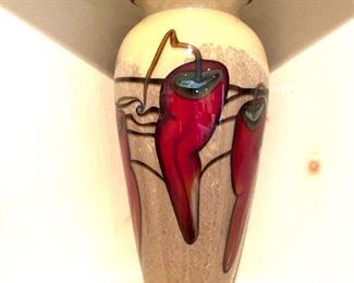 Glass red pepper vase 10”