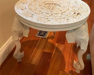 Late 19thC. Anglo Indian carves elephant head occasional table