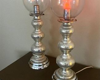 Antique Mercury glass converted lamps