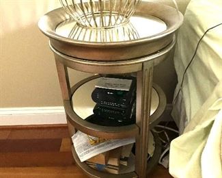 Three-tier mirrored side table