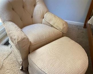 tufted back chair and ottoman