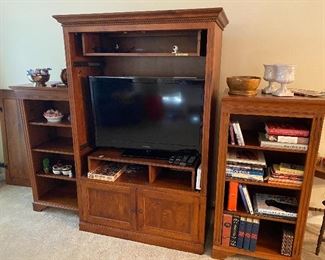 Ethan Allen 3 piece entertainment center - doors have been removed, but can be replaced.  They slide back out of the way when open.