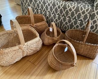 Handmade baskets including 3 signed Josie Jones of Smithville Tn