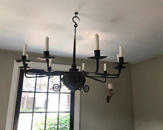 purchased in Paris France, wrought iron chandelier
