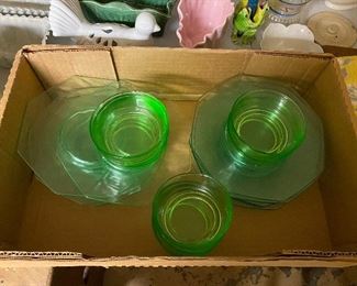 Assortment of green glass