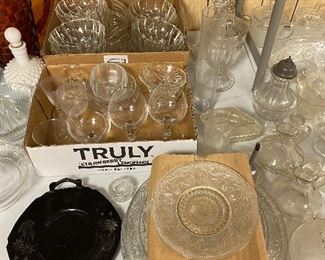 large amount of clear EAPG and depression glass