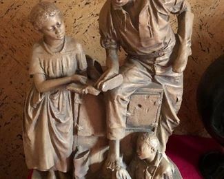 John Rogers plaster figural group Uncle Ned's School
