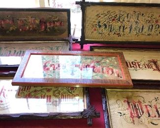 Large collection of Victorian stitched paper sampler’s all over the house!