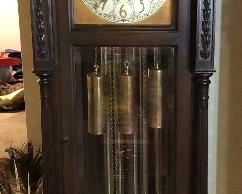 Old colony clock company Indiana tubular bell movement,  grandfathers tall case antique clock, working