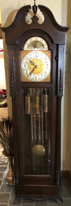 Old colony clock company Indiana tubular bell movement,  grandfathers tall case antique clock, working