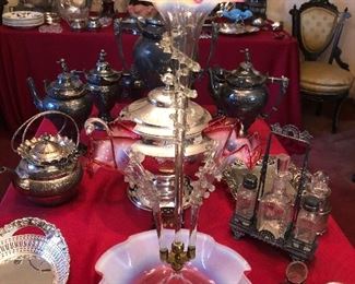 Victorian epergne with repaired basin