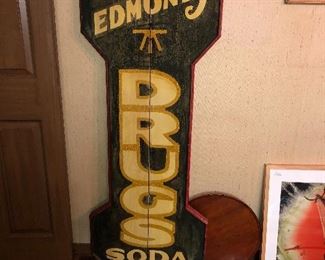 2 sided drug store sign from Eastern Shore of Virginia. Our client was a pharmacy rep and traveled all over the country and would buy these things from old pharmacies. 