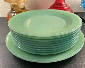 Jadeite salad plates (7) & dinner plate (1)